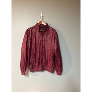 Vintage Mens Size L 80s Silver Fox Maroon Hidden Hood Windbreaker Golf Jacket